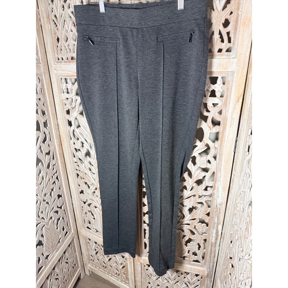 Rafaella Studio Womens Gray Pull On Straight Leg Trousers Size 12 Stretch Office
